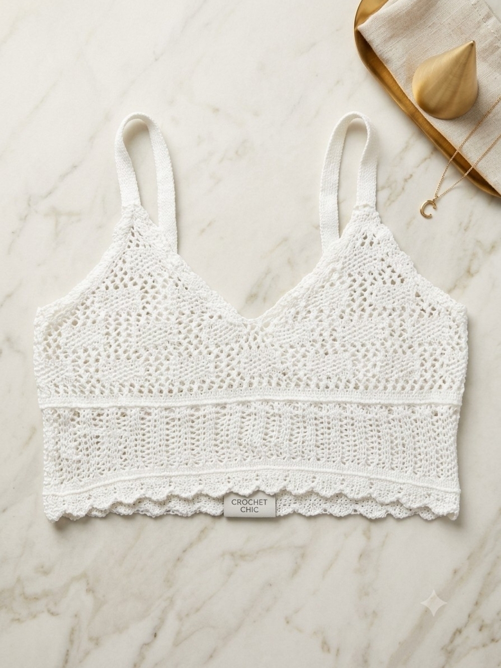 Women's White Crochet Bralette Tank